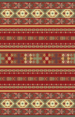 Seamless border, ethnic pattern, red carpet.