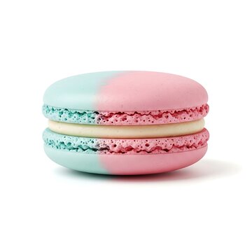 Delicious pastel macarons with blue and pink sprinkles on a white background isolated on transparent background, isolated on white background, illustration