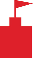 Obraz premium Red flag on a pole with a rectangular base isolated on transparent background