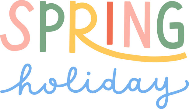 spring holiday hand lettering colorful picnic highlight illustration
