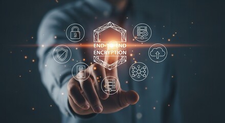 Obraz premium User Interacting with End-to-End Encryption Interface for Data Protection