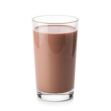 A tall glass filled with a rich, creamy chocolate milkshake with a smooth texture. isolated on transparent background, isolated on white background, illustration