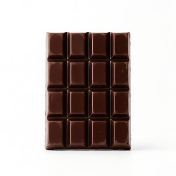 A rich, dark chocolate bar with a glossy finish and a grid of evenly sized squares. isolated on transparent background, isolated on white background, illustration