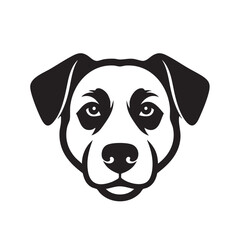 Dog face portrait, stylized black and white vector illustration for logos and mascots