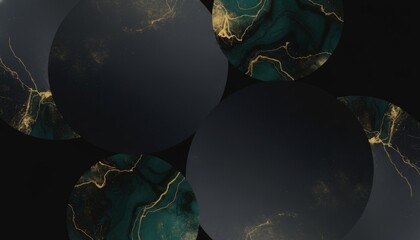 Abstract Dark Blue Circles With Golden Textures On Modern Art Background