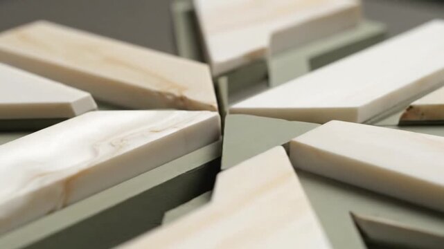 Closeup of white marble and gray stone tiles arranged in a pattern