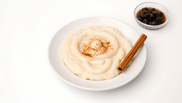 Traditional Ecuadorian Morocho sweet corn pudding with cinnamon and raisins.