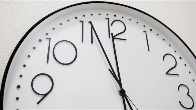 Close up of a wall clock ticking fast