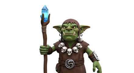 Green Orc Wizard with Crystal Staff