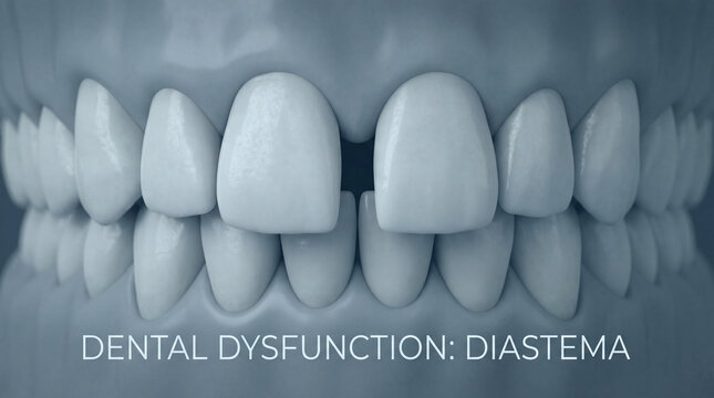 Dental diastema: Teeth gap illustration, oral health concept
