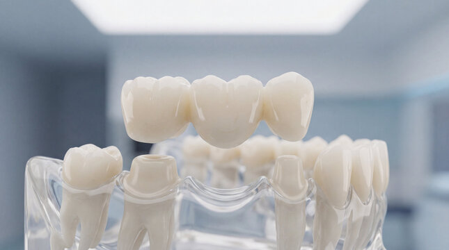 dental bridge model, teeth restoration, dentistry concept