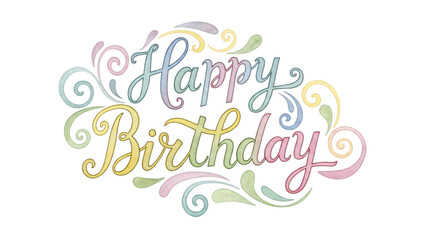 Fototapeta premium Happy birthday card with the words happy birthday and swirly design on.