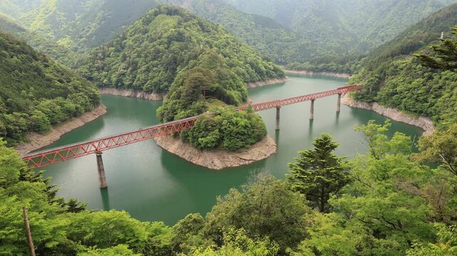新緑の奥大井湖上駅の絶景