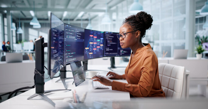 Female African Developer Creating Web Software