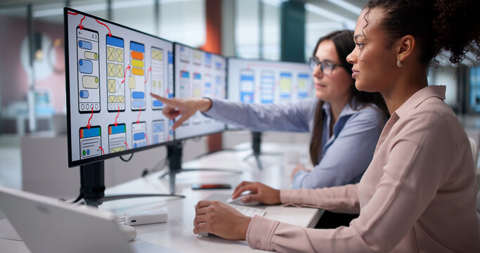 Successful Black Female Developer Designing Mobile App User