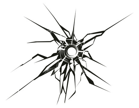 黒単色の弾痕と亀裂イラスト