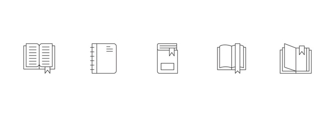 Set of linear icons of open and closed  books with paper pages. Vector illustration. © Agastya 897