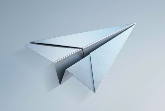 Metallic Paper Plane Illustration Representing Business Growth