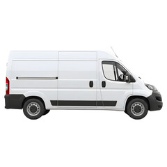 Blank white delivery van isolated on transparent background