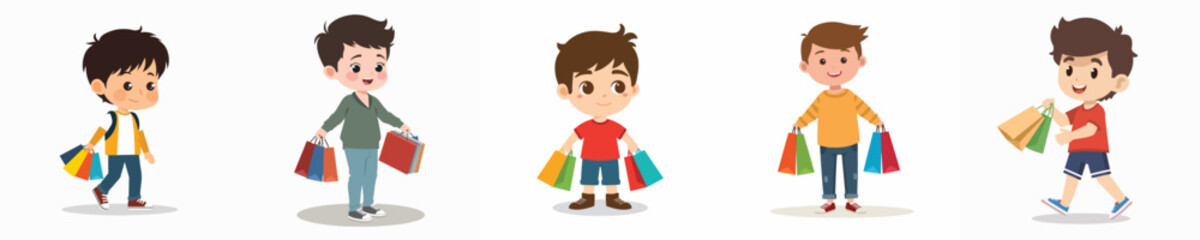 vector of a child shopping