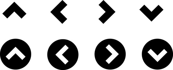 Eight black and white chevron arrow icons in two rows presenting directional symbols © Gill
