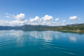 Aerial view of Lake Tazawa in Akita Prefecture, Japan in summer © zheng