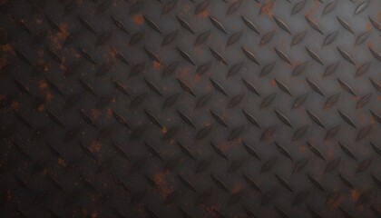 Rusty Black Diamond Plate Background with Industrial Textured Metal Surface Design