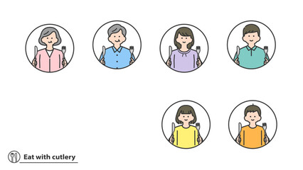 ナイフとフォークを持つ人物　アイコンセット