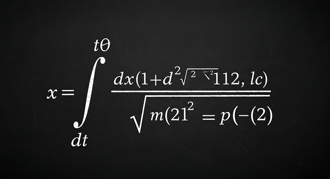 Mathematical equation with integral symbol and variables on a dark gray background with white text