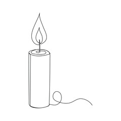 Memorial day One continuous line drawing of candle vector illustration. one line Icon drawing with white background