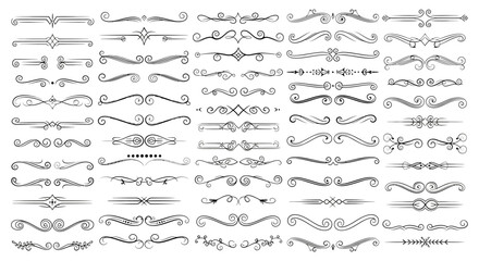 ornate decorative text dividers elegant flourish vector elements classic borders for typography wedding invitations  certificates.