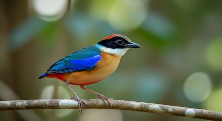 Obraz premium Blue-Winged Pitta in Dense Forest