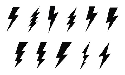 Set lightning bolt. Thunderbolt flat style. stock vector. Electric Bolt Icon Set in Solid. vector illustration eps file. 