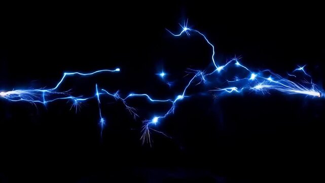 Electric blue lightning bolt on black background