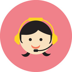 Customer Support Avatar Icon Flat Vector, Call Center Agent Headset Character, Help Desk Service Symbol