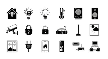 Fototapeta premium Smart home devices and technology icons.