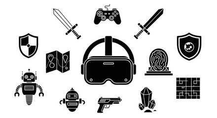 Virtual reality gaming technology icons. © sardi