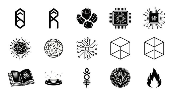 Various occult and mystical symbols.