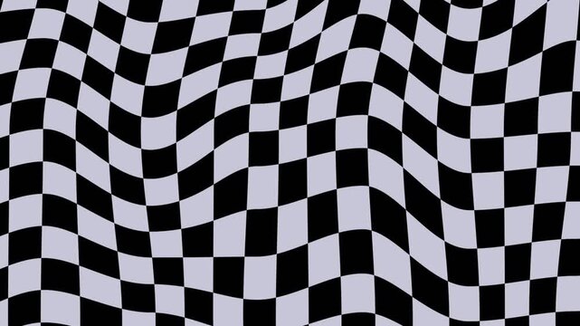 Abstract Black and White Wavy Checkerboard Background Animation