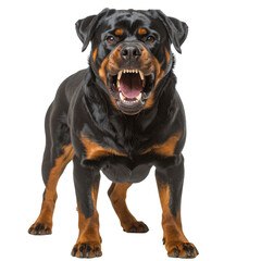 Fototapeta premium Black and brown dog with its open and it wide with its.