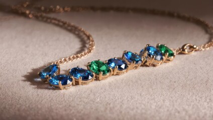Gold chain necklace with gemstone accents