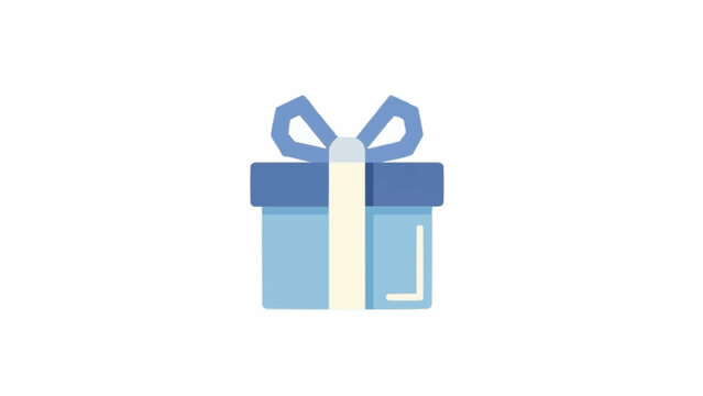 Blue Gift Box with Ribbon Illustration.