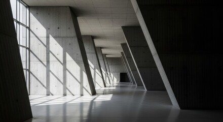 Obraz premium Modern concrete interior with dramatic natural light