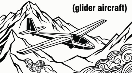 glider airplane aircraft aviation flight through clear mountain sky at soaring altitude above natural horizon showing transport travel aerospace wing