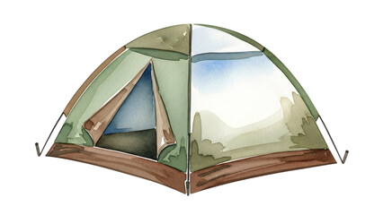 Fototapeta premium Tent the mountains from inside it and reflection sky in the window.