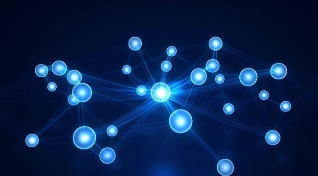 Abstract technology network background with glowing blue spheres and interconnected lines