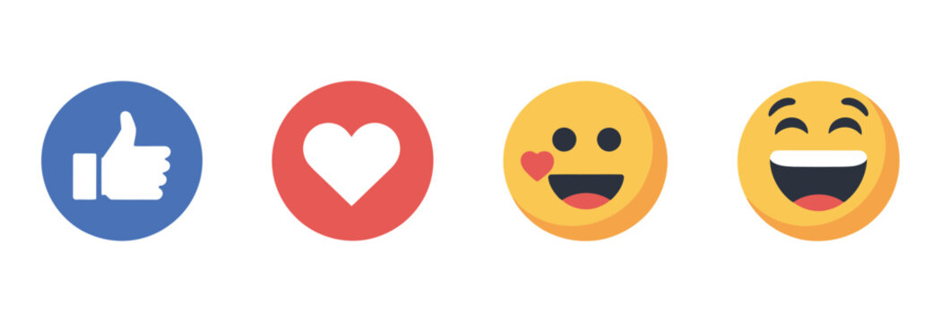Emoji flat color icons, social media reactions
