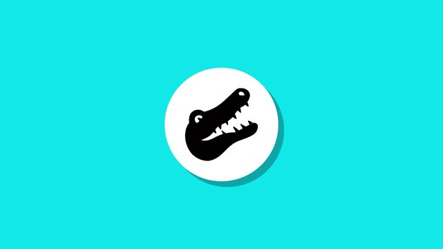 Minimalist crocodile head logo animation on vibrant blue background for creative brand identity