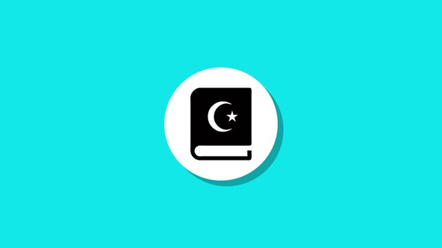 Religious muslim book icon with moon and star symbol motion graphic animation