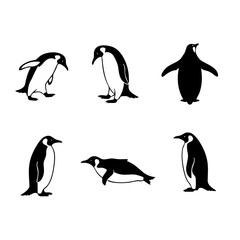 Penguin Silhouette Vector Set, Minimalist Antarctic Animal Bundle © Sumaya's Design